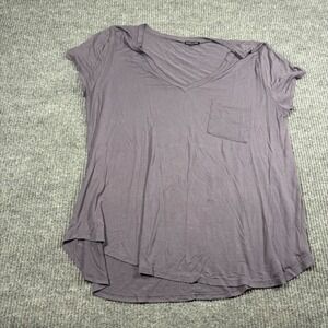 Mind Code Shirt Womens 3XL V-Neck T-Gray Short Sleeve Pocket Tee Plus Size